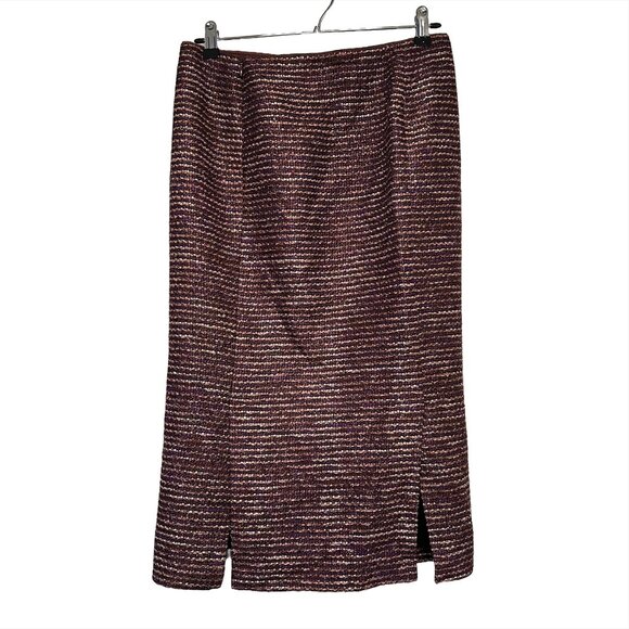 LAFAYETTE 148 NEW YORK Tweed Midi Pencil Skirt - Women's 2 - brown, purple - EUC - Picture 2 of 5